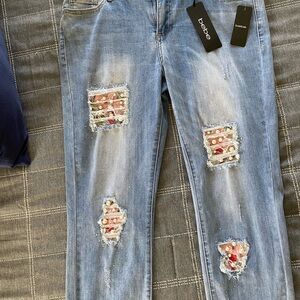bebe Light Blue Distressed Boyfriend Jeans